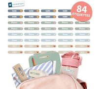 BIENMARQUER - Mini Étiquettes Autocollantes Personnalisées - Étiquettes adhésives pour Marquer le Matériel Scolaire - Résistent au lave-vaisselle et micro-ondes (Nature, 84)