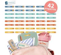 BIENMARQUER - Mini Étiquettes Autocollantes Personnalisées - Étiquettes adhésives pour Marquer le Matériel Scolaire - Résistent au lave-vaisselle et micro-ondes (Colourful, 42)