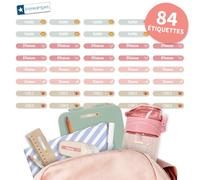 BIENMARQUER - Mini Étiquettes Autocollantes Personnalisées - Étiquettes adhésives pour Marquer le Matériel Scolaire - Résistent au lave-vaisselle et micro-ondes (Plage, 84)