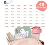 Bienmarquer - Mini XS Étiquettes Adhésives Personnalisables Blanc - Autocollantes pour Marquer les Crayons, Stylos. Convient pour l'Ecole -Résistent au Lave-vaisselle et Micro-ondes (Pêche, 48)