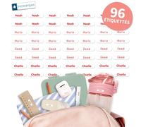 Bienmarquer - Mini XS Étiquettes Adhésives Personnalisables Blanc - Autocollantes pour Marquer les Crayons, Stylos. Convient pour l'Ecole -Résistent au Lave-vaisselle et Micro-ondes (Rouge, 96)