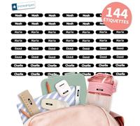 Bienmarquer - Mini XS Étiquettes Adhésives Personnalisables Coloré - Autocollantes pour Marquer les Crayons, Stylos. Convient pour l'Ecole -Résistent au Lave-vaisselle et Micro-ondes (Noir, 144)