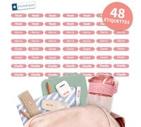 Bienmarquer - Mini XS Étiquettes Adhésives Personnalisables Coloré - Autocollantes pour Marquer les Crayons, Stylos. Convient pour l'Ecole -Résistent au Lave-vaisselle et Micro-ondes (Rose poudré, 48)