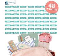 Bienmarquer - Mini XS Étiquettes Adhésives Personnalisables Coloré - Autocollantes pour Marquer les Crayons, Stylos. Convient pour l'Ecole -Résistent au Lave-vaisselle et Micro-ondes (Turquoise, 48)
