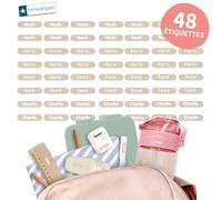 Bienmarquer - Mini XS Étiquettes Adhésives Personnalisables Coloré - Autocollantes pour Marquer les Crayons, Stylos. Convient pour l'Ecole -Résistent au Lave-vaisselle et Micro-ondes (Sable, 48)