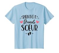 Bientôt Grande Sœur - Humour Annonce Naissance 2ème Enfant T-Shirt, Enfant, Bleu Céleste, 12 Ans