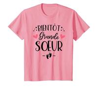 Bientôt Grande Sœur - Humour Annonce Naissance 2ème Enfant T-Shirt, Enfant, Rose, 4 Ans