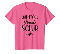 Bientôt Grande Sœur - Humour Annonce Naissance 2ème Enfant T-Shirt, Enfant, Rose Chiné, 6 Ans