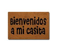 Bienvenidos A Mi Casita Joli paillasson espagnol « Mi Casa, Su Casa » - drôle, décoratif, intérieur/extérieur, caoutchouc antidérapant, 60 x 40 cm