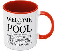 Bienvenue à la piscine ! Ici, on aime perdre son temps. Le temps bien perdu est considéré comme du temps perdu. Tasses à café originales, imprimées recto verso, en céramique, pour maman, papa, un ami,