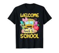 « Bienvenue à la rentrée des Classes » Cute School Bus Teacher Apple Pencil T-Shirt Graphique avec Valeur, Homme, Noir, M