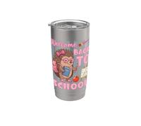 Bienvenue à la rentrée scolaire, jolies étudiantes en forme de hérisson rose Gobelet isotherme en acier inoxydable double paroi
