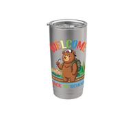 Bienvenue à l'école Ours mignon pour étudiant garçons filles enfants Gobelet isotherme en acier inoxydable double paroi