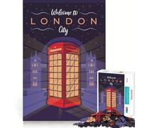 Bienvenue à Londres ! Puzzle de 1000 pièces pour Adultes,Jeu de réflexion,découpe Laser pour Un Assemblage Parfait,activité enrichissante pour Les Jours de Pluie (38x52cm)