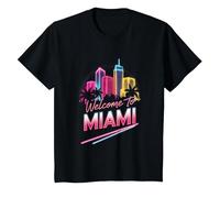 Bienvenue à Miami - City Skyline Art T-Shirt, Enfant, Noir, 3 Ans