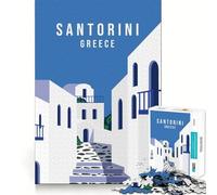 Bienvenue à Santorin ! Puzzle de 1000 pièces,Jeu cognitif Amusant,découpe de Haute précision,Cadeau Unique pour soulager Le Stress (50x75cm)