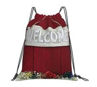 Bienvenue Amis Noël Sac à dos à cordon de serrage Sac de sport Sac à dos de sport Sac à cordon résistant à l'eau pour femmes hommes