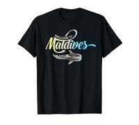 Bienvenue aux Maldives Requin-Baleine Vacances Souvenir T-Shirt Graphique avec Valeur, Homme, Noir, S