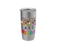 Bienvenue aux réfugiés et aux migrants Gobelet isotherme en acier inoxydable double paroi
