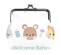 Bienvenue bébé Joli Dessin animé Lapin Ours et Renard Porte-Monnaie Baiser Serrure Changement Sac à Main Vintage bibelots Pochette