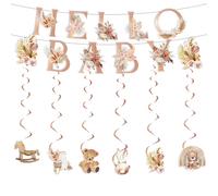 Bienvenue bonjour bébé fille garçon bannière drapeaux guirlande ours en peluche bébé douche sexe anniversaire révéler fête fond décorations Nappe en plastique