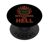 Bienvenue chez Hello Skull Flames PopSockets PopGrip Adhésif