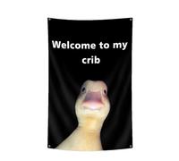 Bienvenue chez Ma Bannière Crib Canard - Drapeau de canard suspendu amusant | Décoration murale drôle pour l'intérieur et l'extérieur avec laiton - Céréales, canards signe de bienvenue Tapisserie