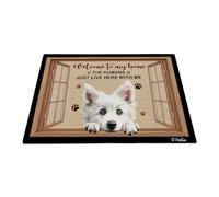 Bienvenue chez Moi, Spitz Japonais 40X60Cm Paillasson D'Entree Confortable Tapis De Bain Absorbant Tapis De Porte pour D'Entrée Terrasse Bain
