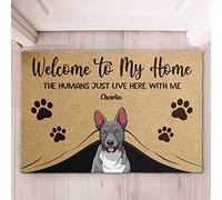 Bienvenue chez Nous - Cadeau pour Les Amoureux des Chiens, Chien Personnalisé Tapis De Bain Absorbant Paillasson De Bienvenue Facile À Nettoyer Tapis De Porte pour D'Entrée Salon Intérieur 40X60Cm