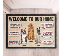 Bienvenue chez Nous - Dictons pour Chiens, Cadeau pour Les Amoureux des Chiens - Chiens Personnalisés Tapis De Porte Antidérapant Tapis De Bain Anti-Poussière Paillasson D'Entree 40X60Cm