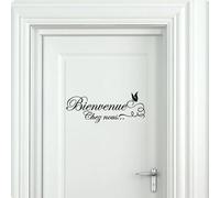 Bienvenue chez Nous Sticker Porte - Sticker Noir pour Couloir ou Hall d'entrée pour Une Ambiance chaleureuse et accueillante, 30 cm breit x 12 cm Hoch