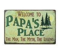 Bienvenue chez Papa Rétro Vintage Métal Étain Signe Atelier Maison Homme Cave Garage Décorations Murales Art Décor 8x12 Pouces