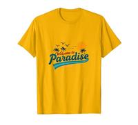 Bienvenue chez Paradise Tropical Beach Vacation T-Shirt, Homme, Doré Vif, S