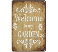 Bienvenue dans mon jardin, panneaux muraux en métal pour jardin, décoration extérieure rustique, hôtel, caverne pour hommes, club, ferme, chambre, bar, cadeau pour femmes et hommes 8x12 pouces