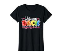 Bienvenue, Je suis Content Que tu sois là, Professeur de Retour à l'école T-Shirt Graphique avec Valeur, Femme, Noir, S