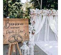 Bienvenue Mariage Autocollant, Panneau De Bienvenue Mariage, Personnalisé Mariage pour Nom Date for Français, Conseil De Mariage Français Panneau De Réception, Bienvenue pour Un Mariage Moderne (Colo