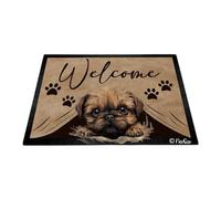 Bienvenue Patte Griffon Bruxellois 40X60Cm Tapis De Bain Doux Paillasson D'Entree Antidérapant Tapis De Porte pour D'Entrée Salon Intérieur