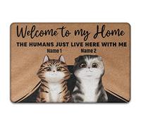 Bienvenue Personnalisé chez Moi, Amoureux des Chats Personnalisé, Décoration De Noël Amusante Paillasson D'Entree Doux Paillasson De Bienvenue Tapis De Porte pour Bain Terrasse Intérieur 40X60Cm