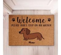 Bienvenue, s'il Vous Plaît, Ne Marchez Pas sur Ma Saucisse - Chien Personnalisé Drôle Paillasson De Bienvenue Tapis De Porte Résister À La Saleté Tapis De Bain pour Intérieur Bain Terrasse 40X60Cm