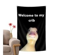Bienvenue Sur Mon Drapeau De Canard De Berceau - Tapisserie Murale D'humour, Bannière De Canard Décorative | Affiche Drôle Grommé Pour L'art Mural En Dortoir, Décoration De Chambre À Coucher, Toile De