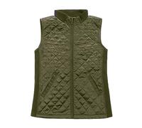 Bienzoe Femmes Slim Casual Zip Matelassé Sans manches Gilet Léger Stretch Vert M