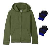 Bienzoe Garçon Anti-Boulochage Toison Uniforme Scolaire Sweat à Capuche Olive 6X