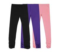 Bienzoe Lot de 3 Leggings en Coton Stretch pour Fille Taille G 4(3-4 Ans)
