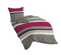 Bierbaum 4630_19 Dessin Parure de lit en Flanelle Framboise 155 x 220 cm + 80 x 80 cm