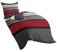 Bierbaum 4757 Parure de Lit en Satin Mako, 100% Coton, Conçue en Allemagne, Rouge 63, 155 x 220 cm et 80 x 80 cm, Taille Confortable