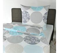 Bierbaum 6383 Parure de Lit en Satin Mako, 100% Coton, Conçue en Allemagne, Turquoise 02, 155 x 220 cm et 80 x 80 cm, Taille Confortable