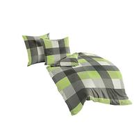 Bierbaum 6452 Parure de Lit en Flanelle Fine, 100% Coton, Conçue en Allemagne, Kiwi 07, 135 x 200 cm et 80 x 80 cm