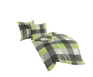 Bierbaum 6452 Parure de Lit en Flanelle Fine, 100% Coton, Conçue en Allemagne, Kiwi 07, 135 x 200 cm et 80 x 80 cm