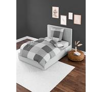 Bierbaum Parure de lit en Flanelle Fine 6277 - Conçue en Allemagne - Argent 15-155 x 220 cm + 80 x 80 cm - Taille Confortable