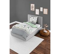 Bierbaum Parure de lit en Flanelle Fine Motif 4104 Vert 30 135 x 200 cm + 80 x 80 cm